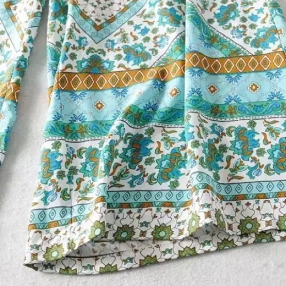 SOLD OUT Boho Floral Gypsy Crop Top & Wide Leg Pant Set - Picture 7 of 10